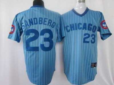 mlb Chicago Cubs #23 Ryne Sandberg blue(white stripe)