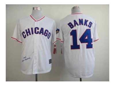 mlb jerseys chicago cubs #14 banks white[1968 m&n]