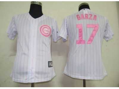 MLB Women Jerseys Chicago Cubs #17 Garza White[Pink strip]