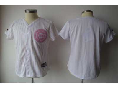MLB Women Jerseys Chicago cubs blank white[pink strip]