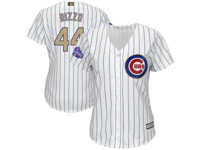 Women Chicago Cubs #44 Anthony Rizzo White 2017 Gold Program Cool Base Stitched MLB Jersey