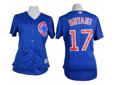 Women Cubs #17 Kris Bryant Blue Alternate Stitched Baseball Jersey