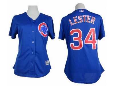 Women Cubs #34 Jon Lester Blue Alternate Stitched Baseball Jersey
