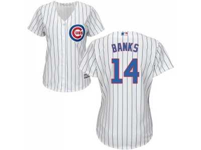 Women's Chicago Cubs #14 Ernie Banks White(Blue Strip) Home Stitched MLB Jersey
