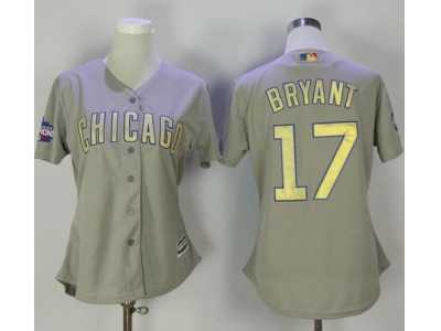 Women's Chicago Cubs #17 Kris Bryant Grey 2017 Gold Program Cool Base Stitched MLB Jersey