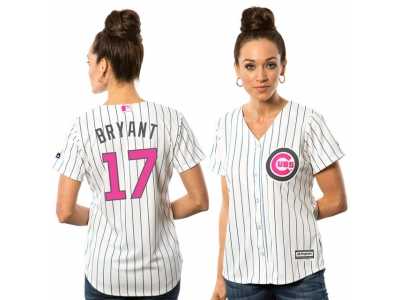 Women's Chicago Cubs #17 Kris Bryant White Home 2016 Mother's Day Cool Base Jersey