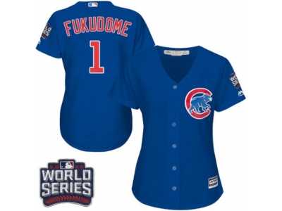 Women's Majestic Chicago Cubs #1 Kosuke Fukudome Authentic Royal Blue Alternate 2016 World Series Bound Cool Base MLB Jersey
