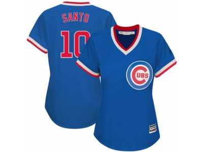 Women's Majestic Chicago Cubs #10 Ron Santo Authentic Royal Blue Cooperstown MLB Jersey