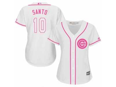 Women's Majestic Chicago Cubs #10 Ron Santo Authentic White Fashion MLB Jersey