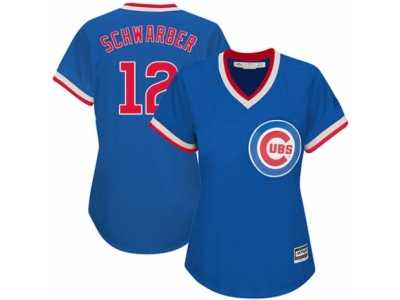 Women's Majestic Chicago Cubs #12 Kyle Schwarber Authentic Royal Blue Cooperstown MLB Jersey