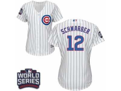 Women's Majestic Chicago Cubs #12 Kyle Schwarber Authentic White Home 2016 World Series Bound Cool Base MLB Jersey