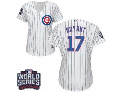Women's Majestic Chicago Cubs #17 Kris Bryant Authentic White Home 2016 World Series Bound Cool Base MLB Jersey