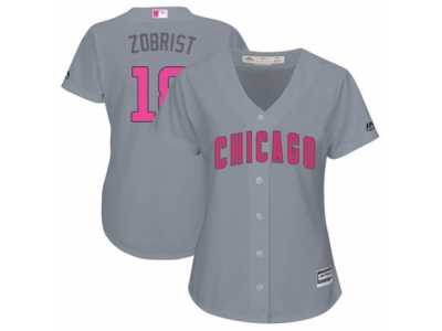 Women's Majestic Chicago Cubs #18 Ben Zobrist Authentic Grey Mother's Day Cool Base MLB Jersey