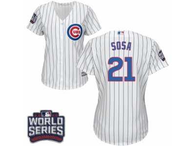 Women's Majestic Chicago Cubs #21 Sammy Sosa Authentic White Home 2016 World Series Bound Cool Base MLB Jersey