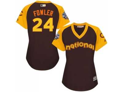 Women's Majestic Chicago Cubs #24 Dexter Fowler Authentic Brown 2016 All-Star National League BP Cool Base MLB Jersey