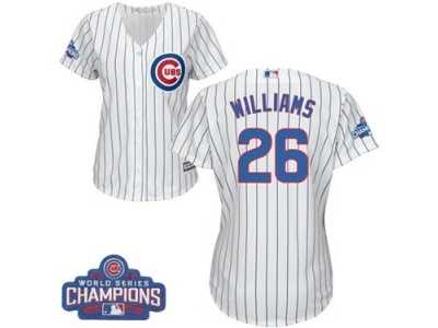 Women's Majestic Chicago Cubs #26 Billy Williams Authentic White Home 2016 World Series Champions Cool Base MLB Jersey
