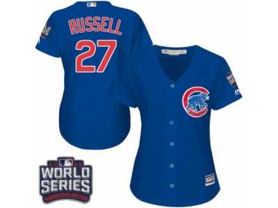 Women's Majestic Chicago Cubs #27 Addison Russell Authentic Royal Blue Alternate 2016 World Series Bound Cool Base MLB Jersey