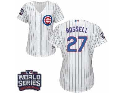 Women's Majestic Chicago Cubs #27 Addison Russell Authentic White Home 2016 World Series Bound Cool Base MLB Jersey