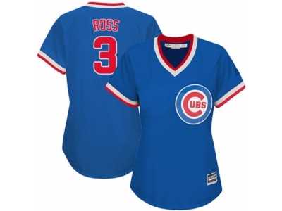Women's Majestic Chicago Cubs #3 David Ross Authentic Royal Blue Cooperstown MLB Jersey