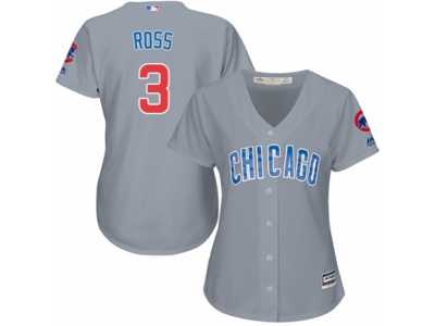 Women's Majestic Chicago Cubs #3 David Ross Replica Grey Road MLB Jersey