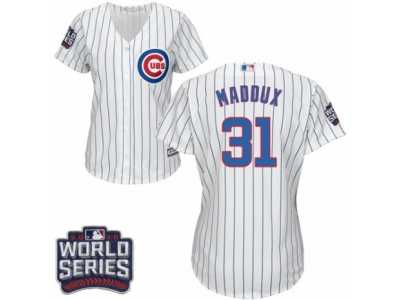 Women's Majestic Chicago Cubs #31 Greg Maddux Authentic White Home 2016 World Series Bound Cool Base MLB Jersey