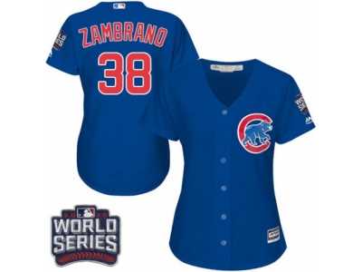 Women's Majestic Chicago Cubs #38 Carlos Zambrano Authentic Royal Blue Alternate 2016 World Series Bound Cool Base MLB Jersey