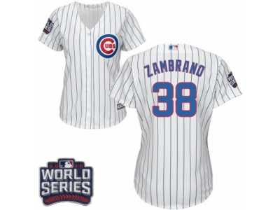 Women's Majestic Chicago Cubs #38 Carlos Zambrano Authentic White Home 2016 World Series Bound Cool Base MLB Jersey