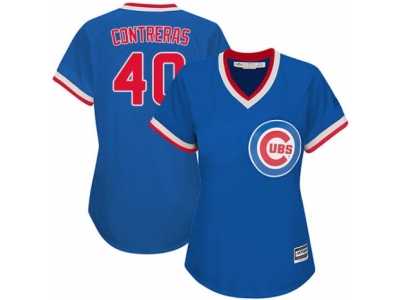 Women's Majestic Chicago Cubs #40 Willson Contreras Authentic Royal Blue Cooperstown MLB Jersey