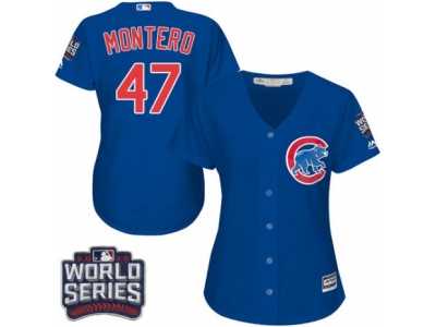 Women's Majestic Chicago Cubs #47 Miguel Montero Authentic Royal Blue Alternate 2016 World Series Bound Cool Base MLB Jersey