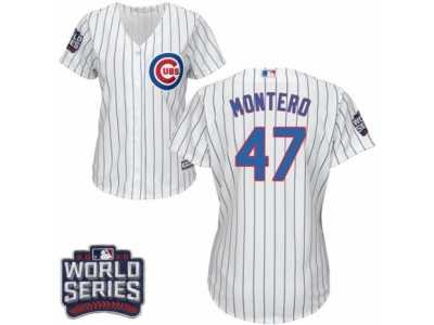 Women's Majestic Chicago Cubs #47 Miguel Montero Authentic White Home 2016 World Series Bound Cool Base MLB Jersey