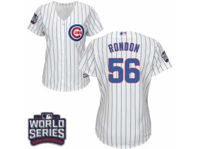 Women's Majestic Chicago Cubs #56 Hector Rondon Authentic White Home 2016 World Series Bound Cool Base MLB Jersey