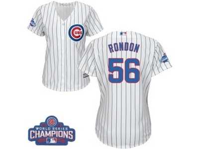 Women's Majestic Chicago Cubs #56 Hector Rondon Authentic White Home 2016 World Series Champions Cool Base MLB Jersey