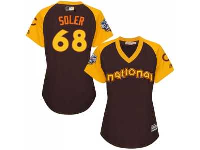 Women's Majestic Chicago Cubs #68 Jorge Soler Authentic Brown 2016 All-Star National League BP Cool Base MLB Jersey