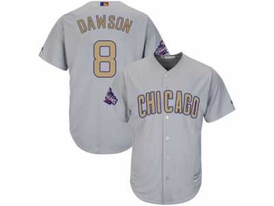 Women's Majestic Chicago Cubs #8 Andre Dawson Authentic Gray 2017 Gold Champion MLB Jersey