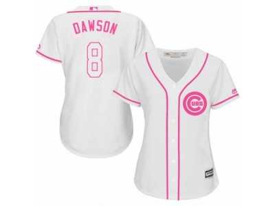 Women's Majestic Chicago Cubs #8 Andre Dawson Authentic White Fashion MLB Jersey