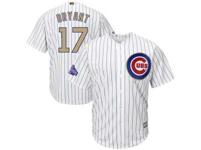 Youth Chicago Cubs #17 Kris Bryant White 2017 Gold Program Cool Base Stitched MLB Jersey