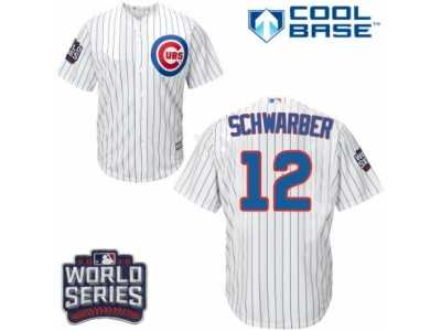 Youth Majestic Chicago Cubs #12 Kyle Schwarber Authentic White Home 2016 World Series Bound Cool Base MLB Jersey