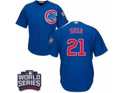 Youth Majestic Chicago Cubs #21 Sammy Sosa Authentic Royal Blue Alternate 2016 World Series Bound Cool Base MLB Jersey