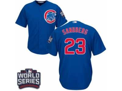 Youth Majestic Chicago Cubs #23 Ryne Sandberg Authentic Royal Blue Alternate 2016 World Series Bound Cool Base MLB Jersey