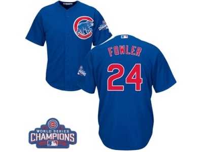 Youth Majestic Chicago Cubs #24 Dexter Fowler Authentic Royal Blue Alternate 2016 World Series Champions Cool Base MLB Jersey