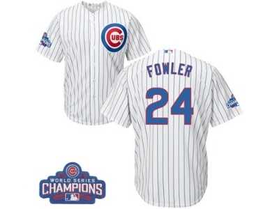 Youth Majestic Chicago Cubs #24 Dexter Fowler Authentic White Home 2016 World Series Champions Cool Base MLB Jersey