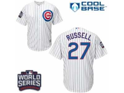 Youth Majestic Chicago Cubs #27 Addison Russell Authentic White Home 2016 World Series Bound Cool Base MLB Jersey