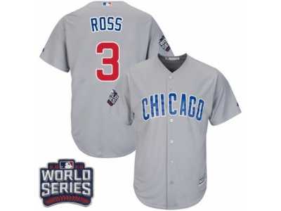 Youth Majestic Chicago Cubs #3 David Ross Authentic Grey Road 2016 World Series Bound Cool Base MLB Jersey