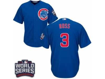 Youth Majestic Chicago Cubs #3 David Ross Authentic Royal Blue Alternate 2016 World Series Bound Cool Base MLB Jersey