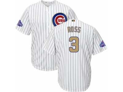 Youth Majestic Chicago Cubs #3 David Ross Authentic White 2017 Gold Program Cool Base MLB Jersey