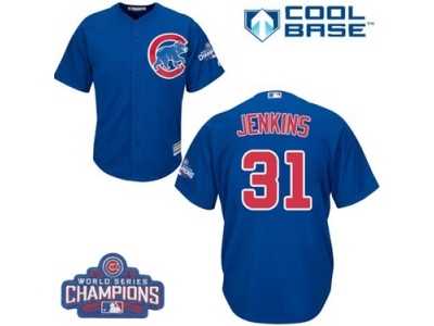 Youth Majestic Chicago Cubs #31 Fergie Jenkins Authentic Royal Blue Alternate 2016 World Series Champions Cool Base MLB Jersey