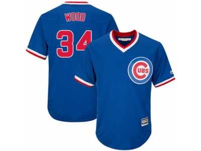 Youth Majestic Chicago Cubs #34 Kerry Wood Authentic Royal Blue Cooperstown Cool Base MLB Jersey