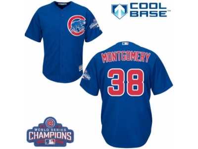 Youth Majestic Chicago Cubs #38 Mike Montgomery Authentic Royal Blue Alternate 2016 World Series Champions Cool Base MLB Jersey