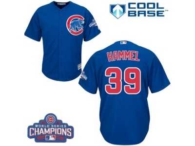 Youth Majestic Chicago Cubs #39 Jason Hammel Authentic Royal Blue Alternate 2016 World Series Champions Cool Base MLB Jersey