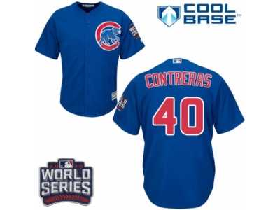 Youth Majestic Chicago Cubs #40 Willson Contreras Authentic Royal Blue Alternate 2016 World Series Bound Cool Base MLB Jersey